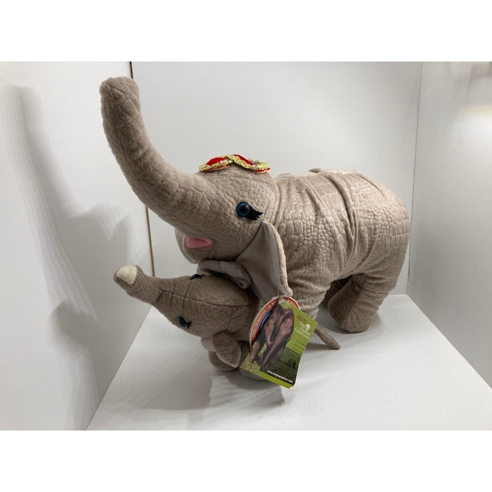 Ringling Bros Plush Elephant Mom & Baby – Circus Toy w/ Tags – Vintage Collectib